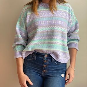 Vintage knit cropped sweater oversized S M L